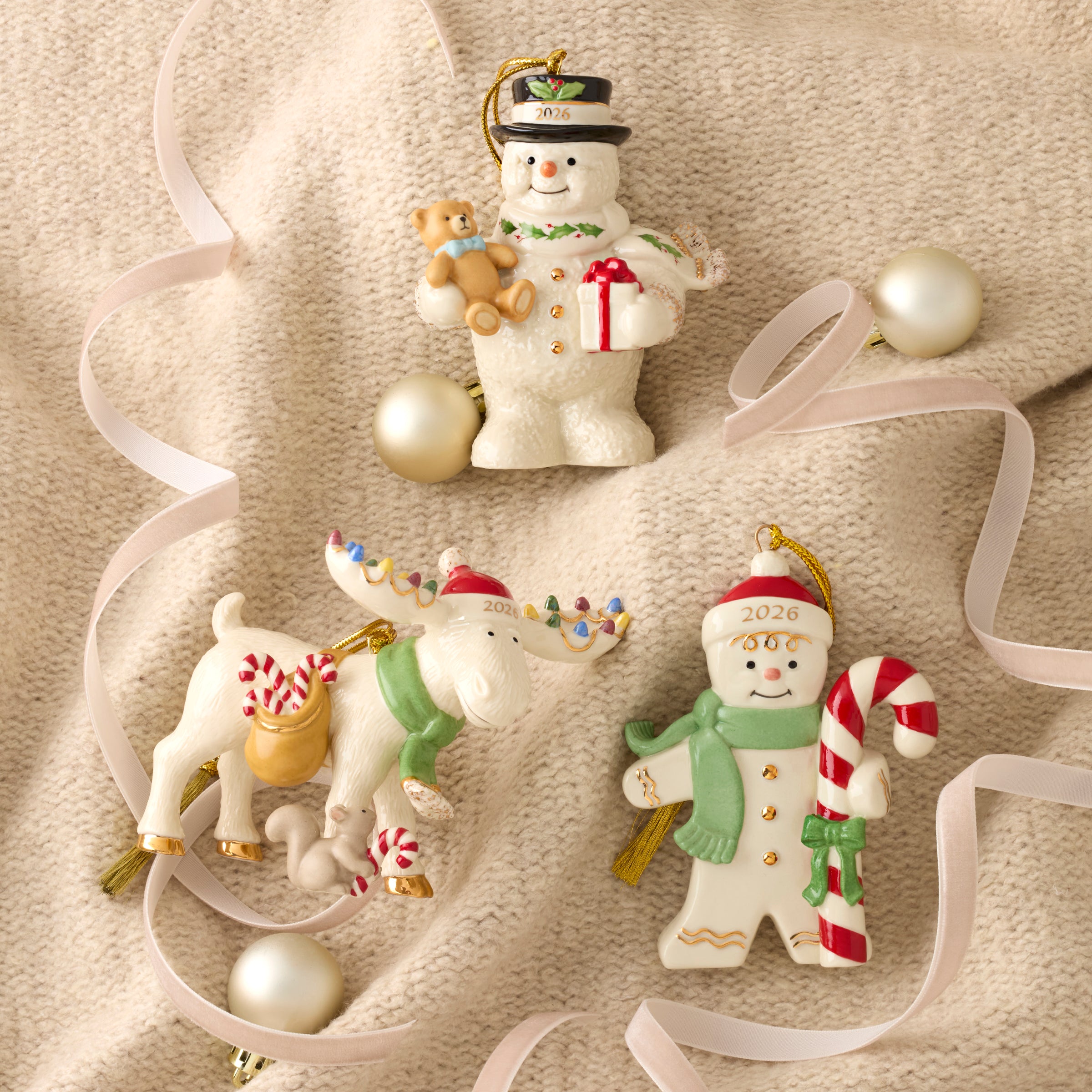 2026 Snowman with Teddy Bear Ornament - Image 3