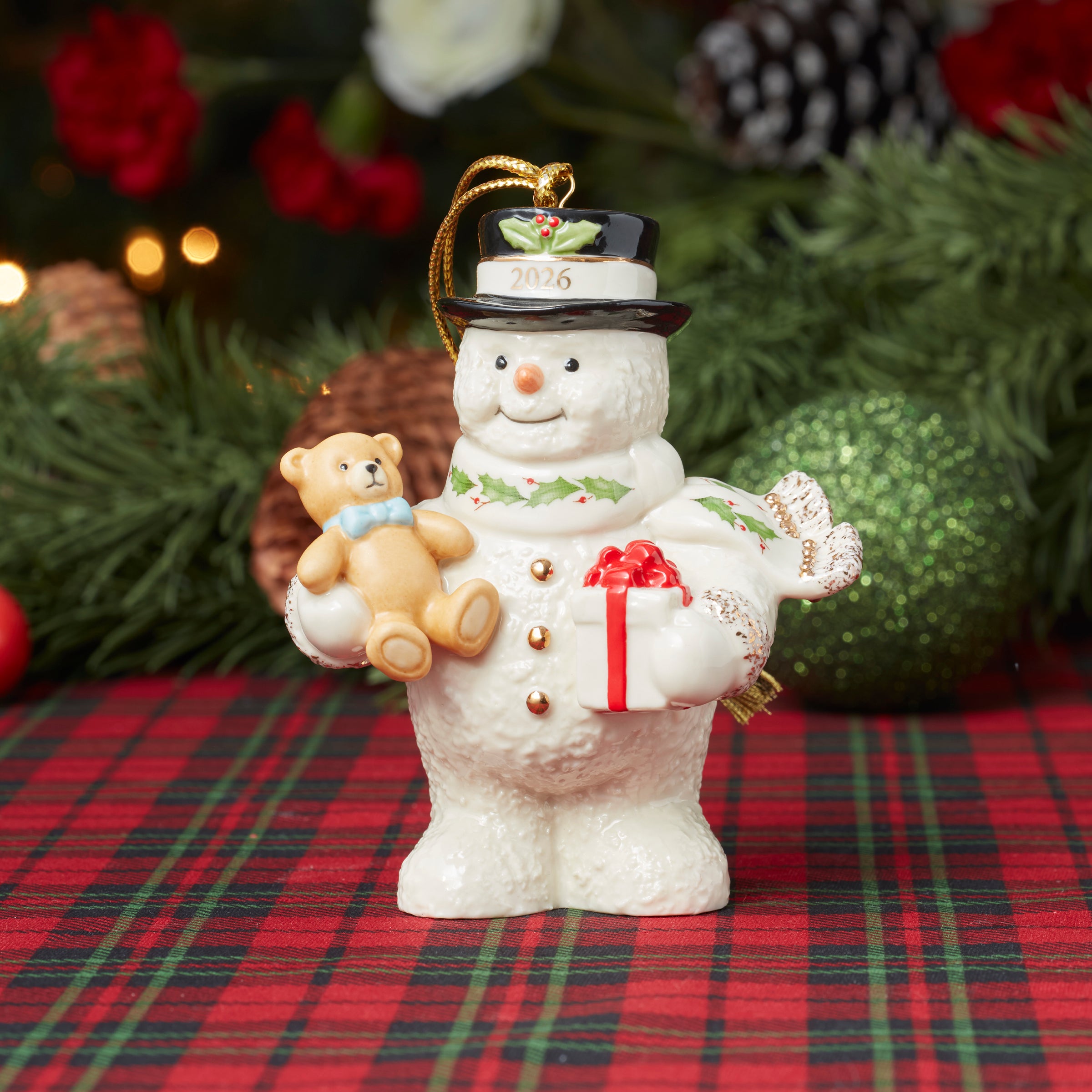 2026 Snowman with Teddy Bear Ornament - Image 2