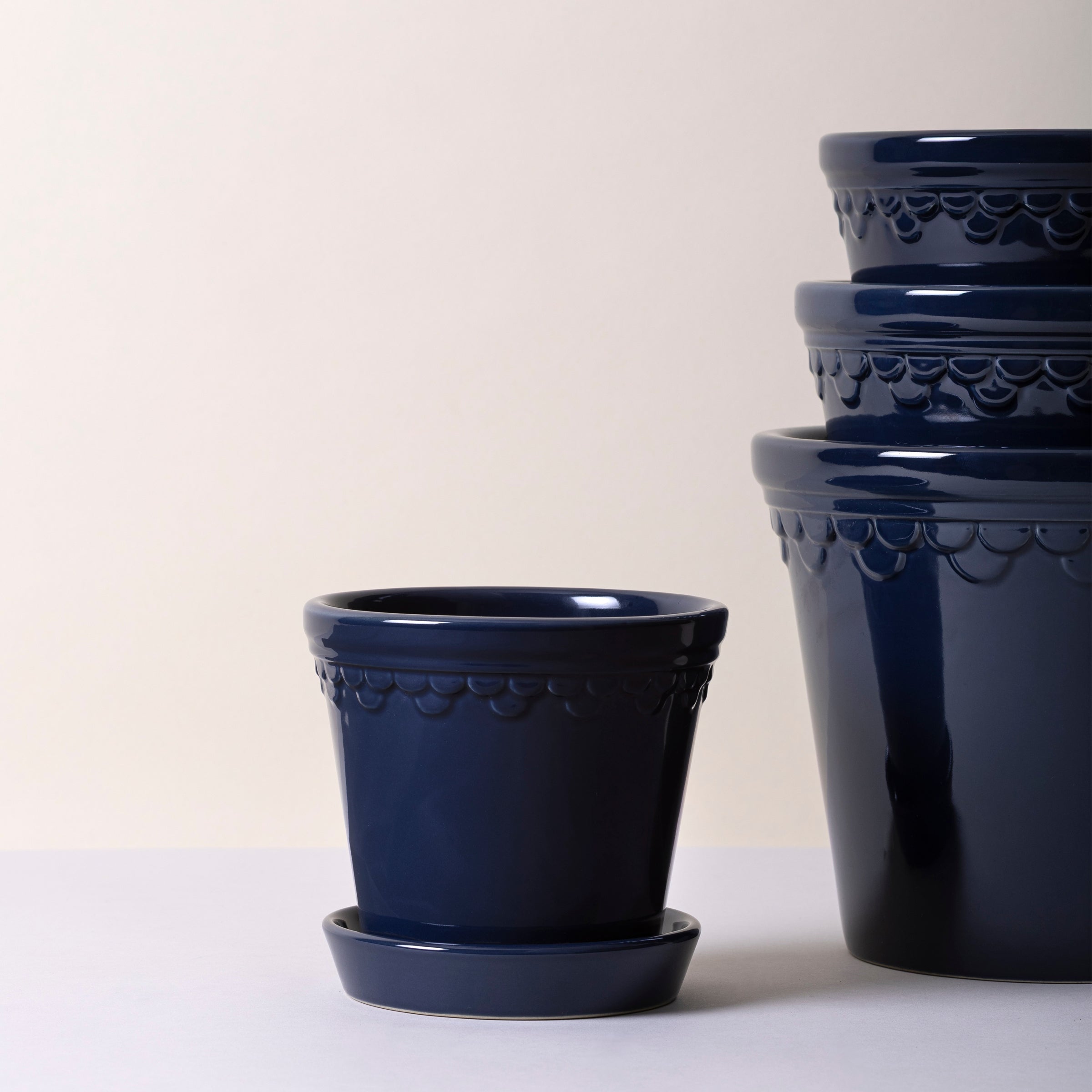 Kobenhavner Glazed Sapphire Blue 16cm Pot with Saucer - Image 3