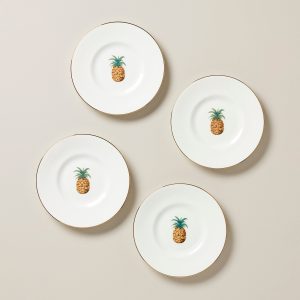 British Colonial Bamboo Party Plates, Set of 4
