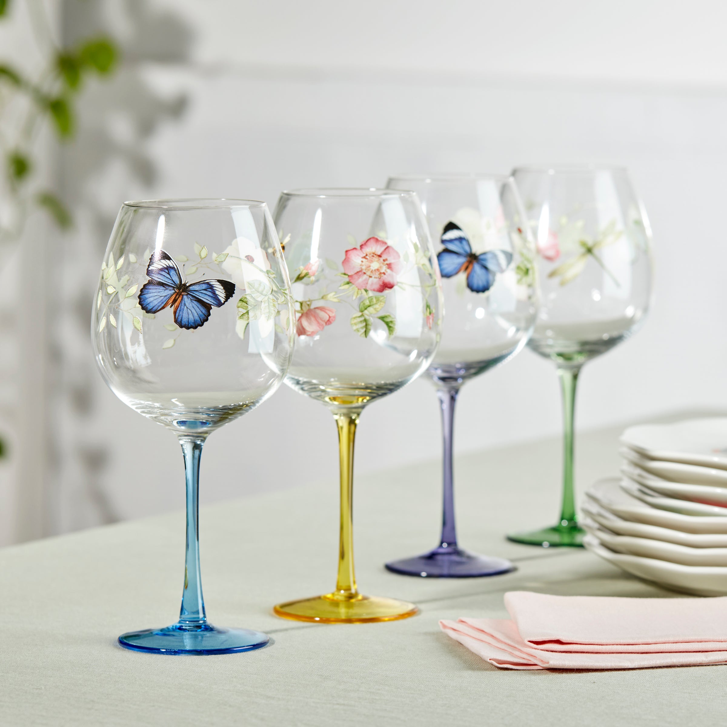 Butterfly Meadow Balloon Wine Glasses, Set of 4, Assorted - Image 3