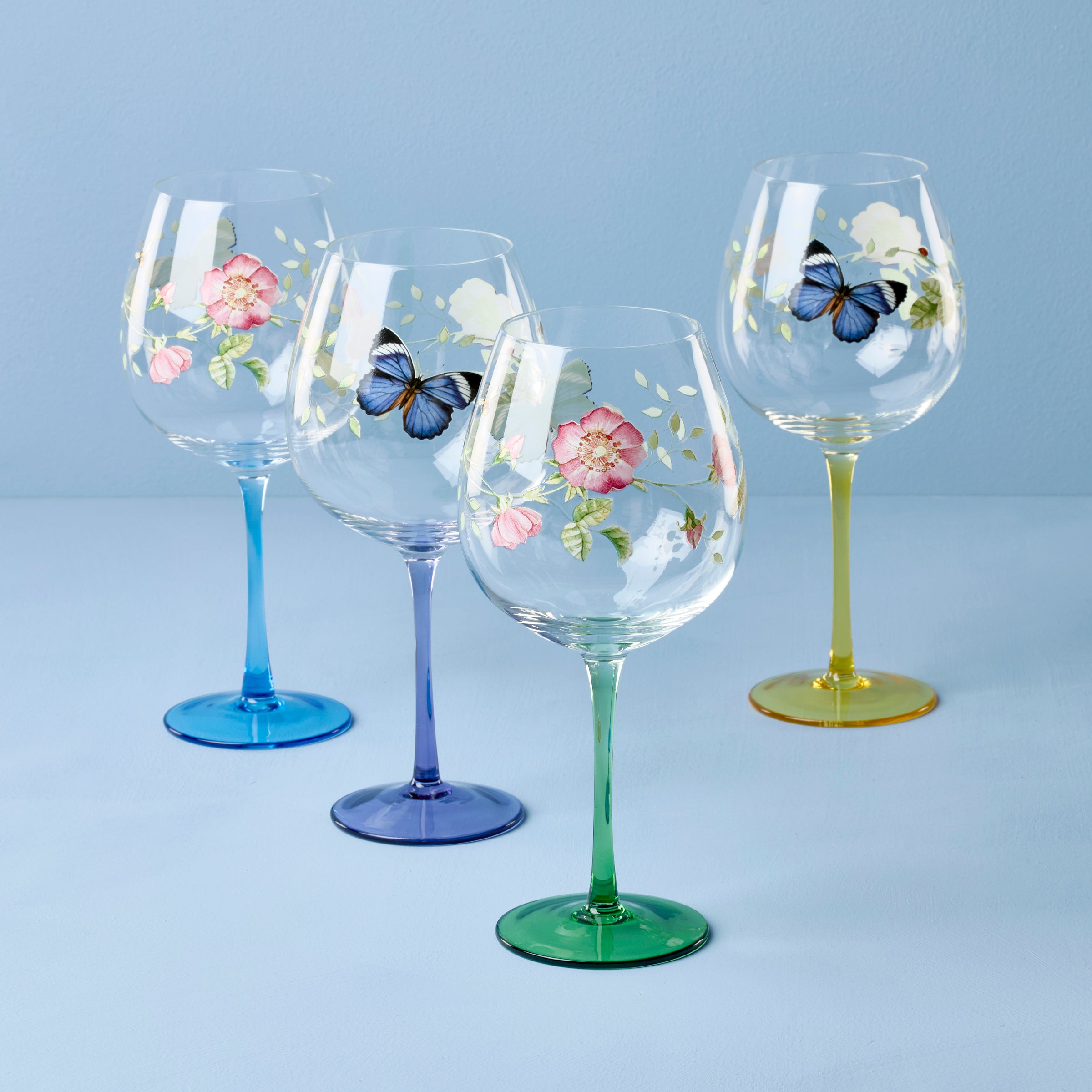 Butterfly Meadow Balloon Wine Glasses, Set of 4, Assorted - Image 2