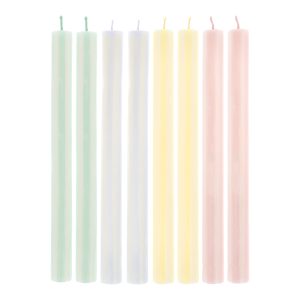 Pastel Striped Table Candles, Set of 8