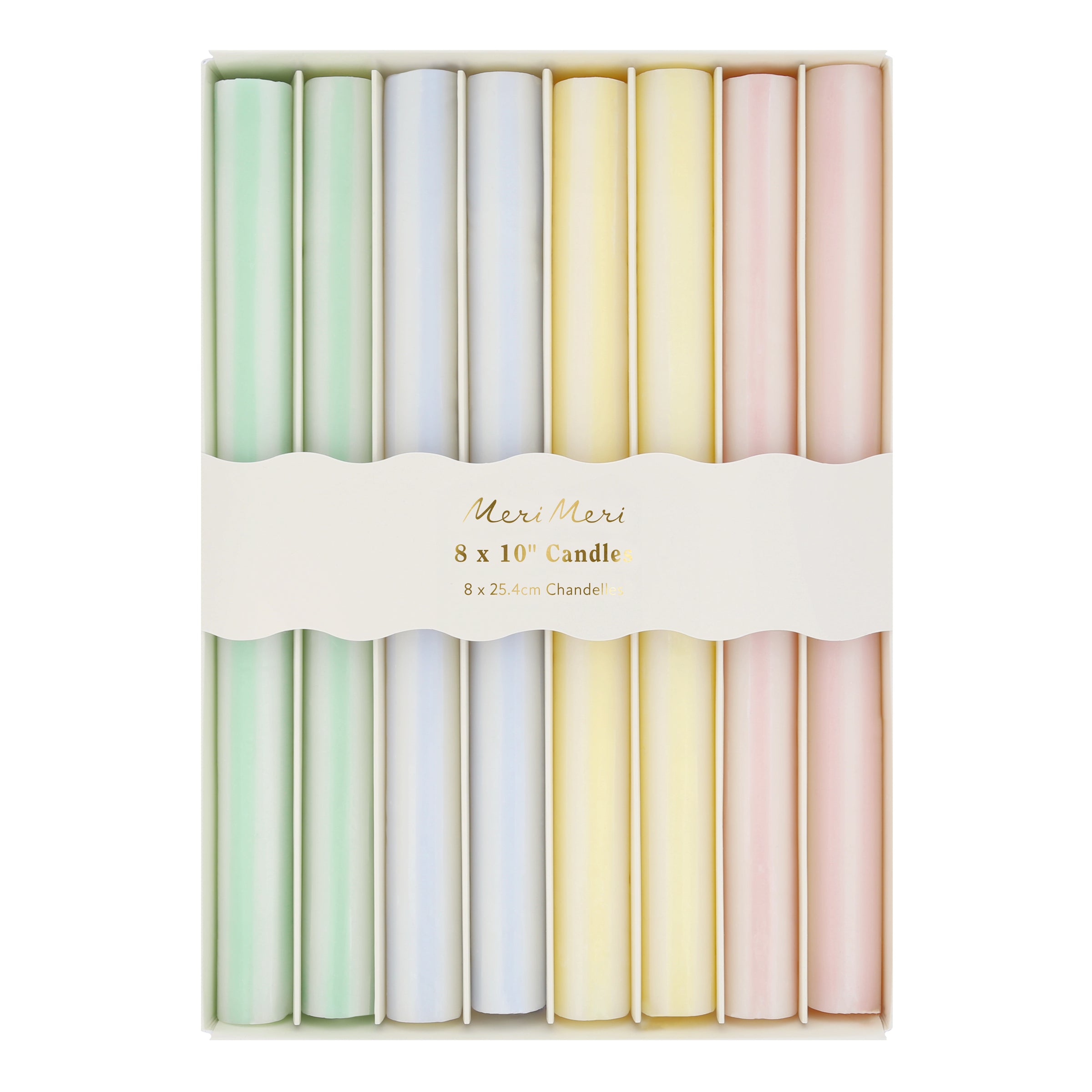 Pastel Striped Table Candles, Set of 8 - Image 2