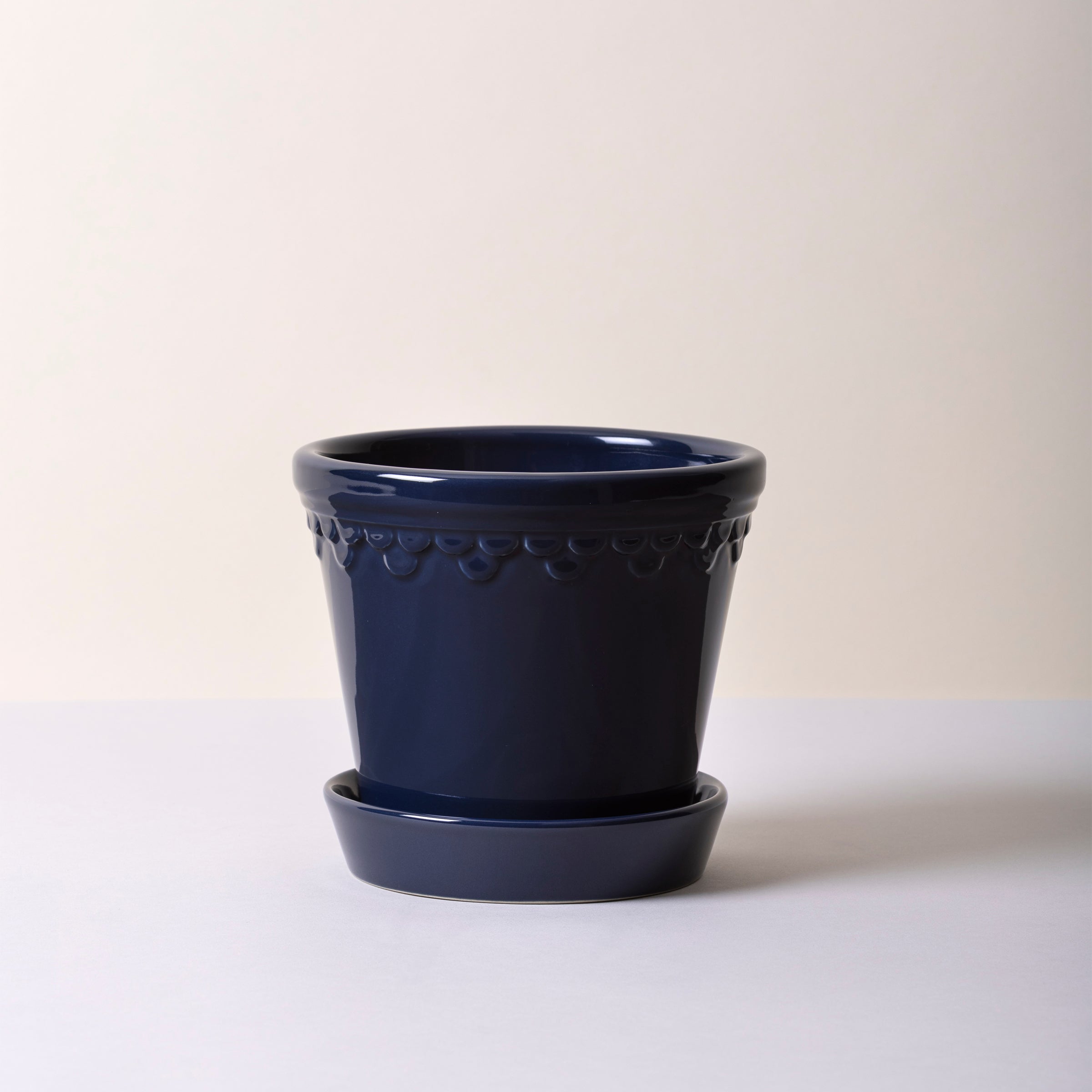 Kobenhavner Glazed Sapphire Blue 16cm Pot with Saucer - Image 2