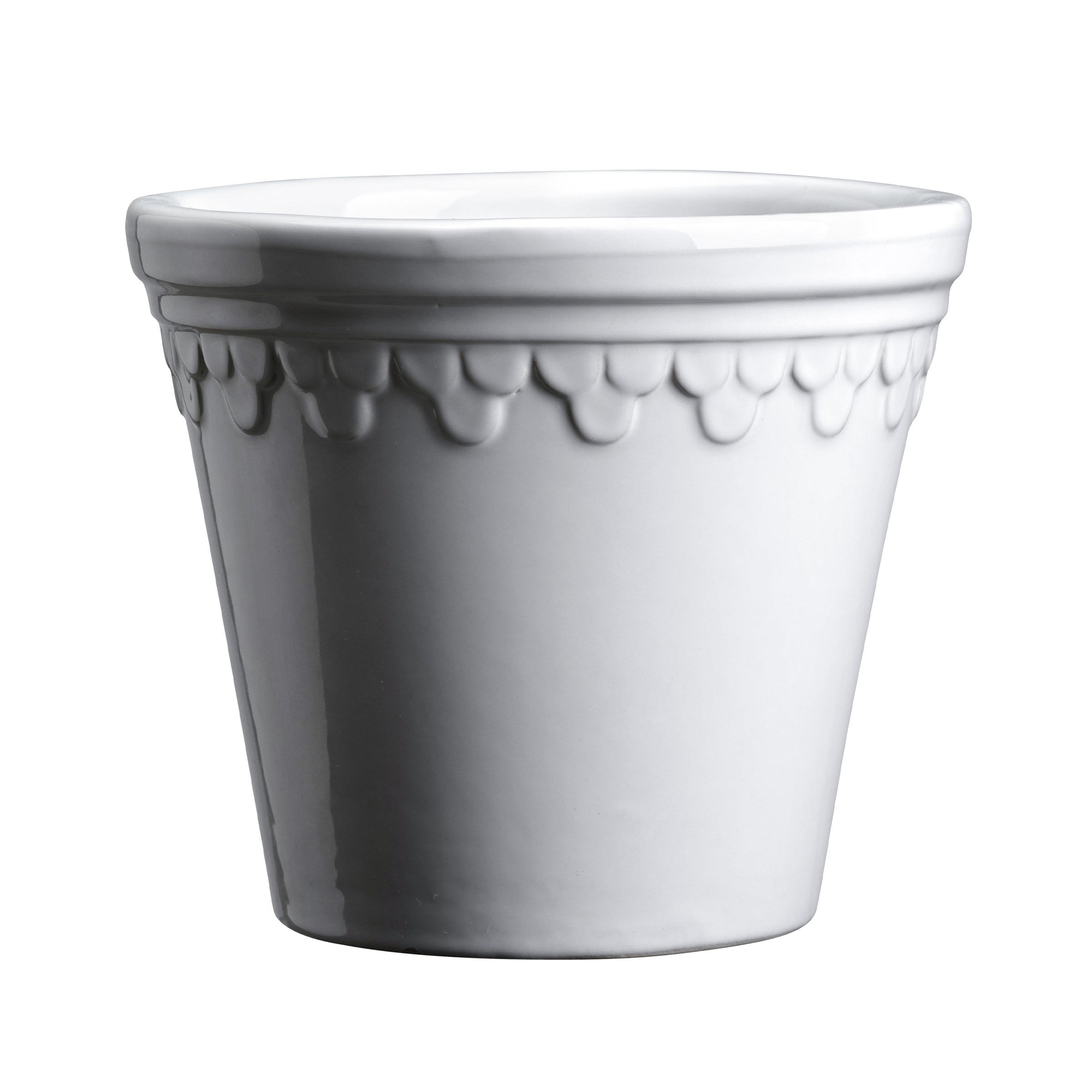 Kobenhavner Glazed Mineral White 16cm Pot with Saucer - Image 2