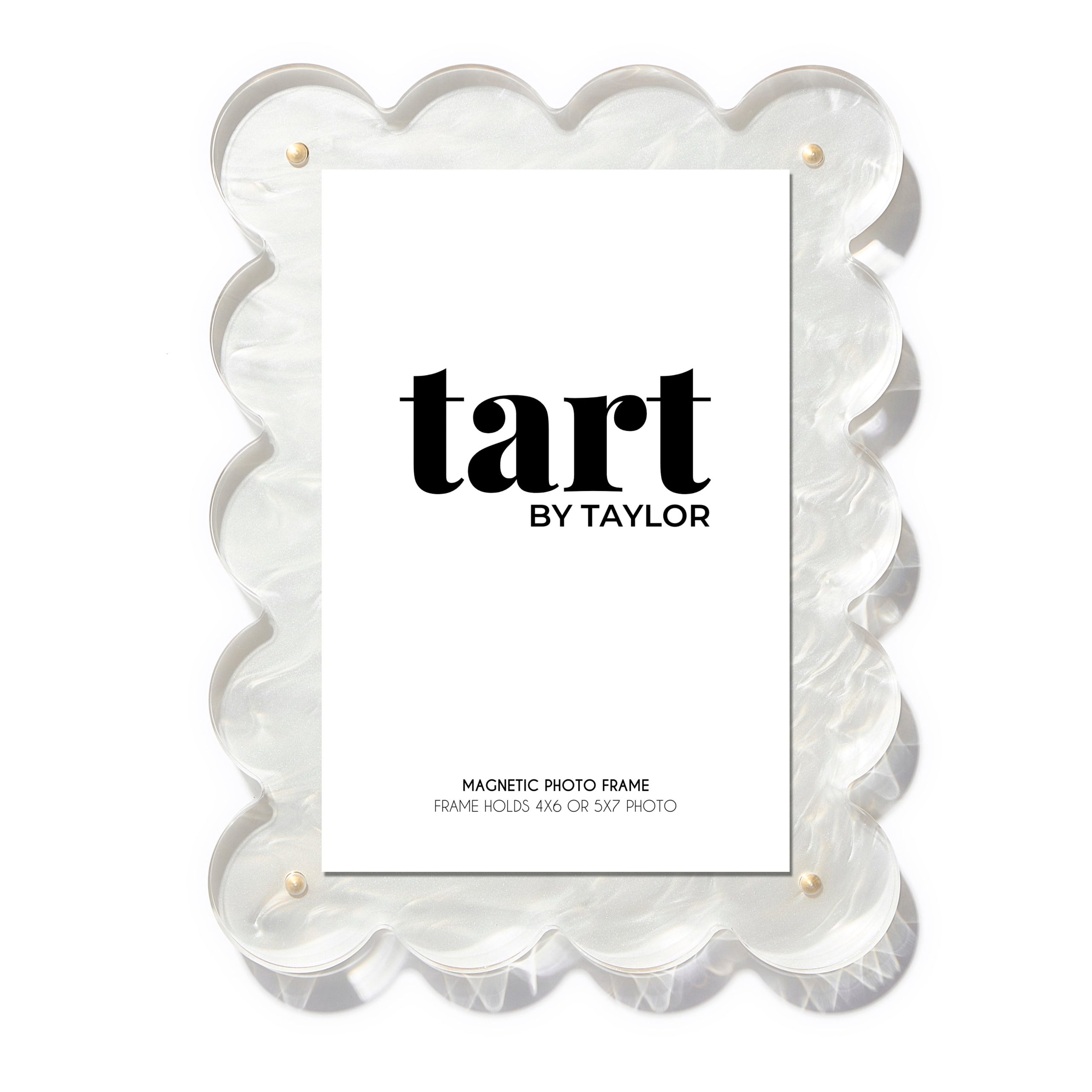 Pearl White Scalloped Acrylic Photo Frame