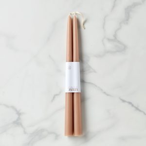 Dipped Greige 12" Taper Candle, Set of 2