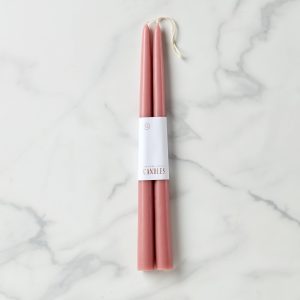 Dipped Rose 12" Taper Candle, Set of 2